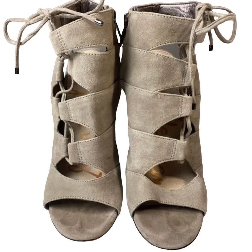 Sam Edelman Tan Suede Leather Lace Heels- size 9
